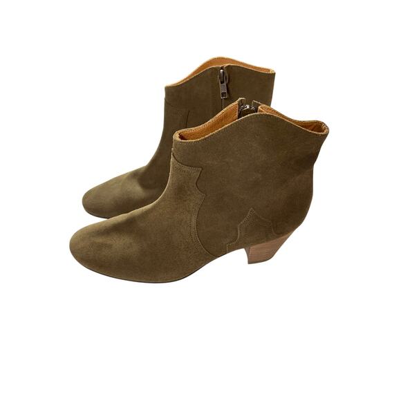 Isabel Marant Dicker Suede Ankle Bootie Taupe Block Heel 41 / US 11 Boho Western - Picture 2 of 7